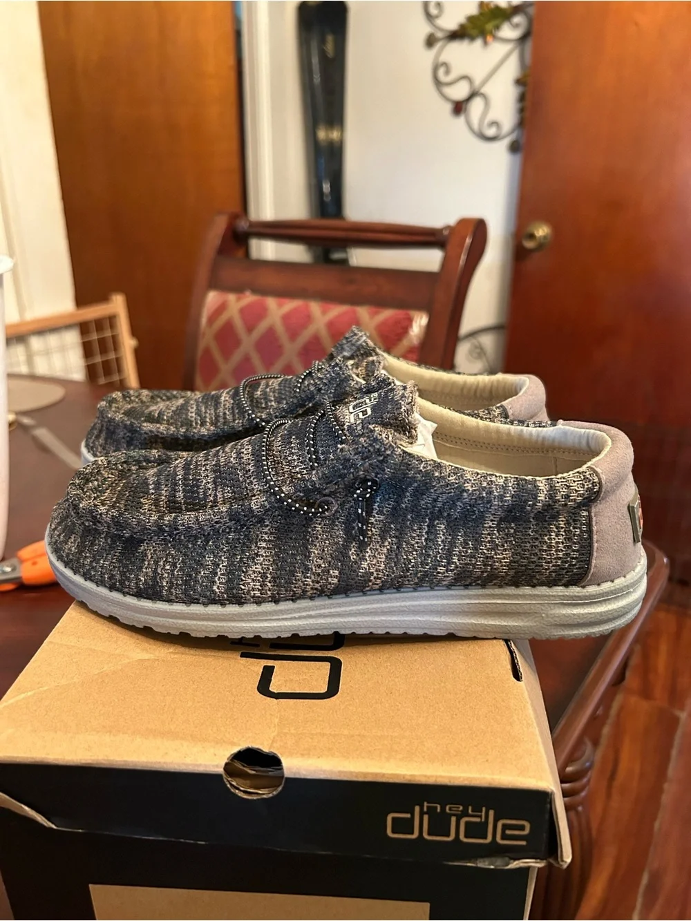 Hey Dude Women's Grey Knit Slip-On Loafers